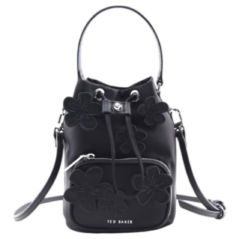 Ted Baker Black Bucket Bag with Floral Design
